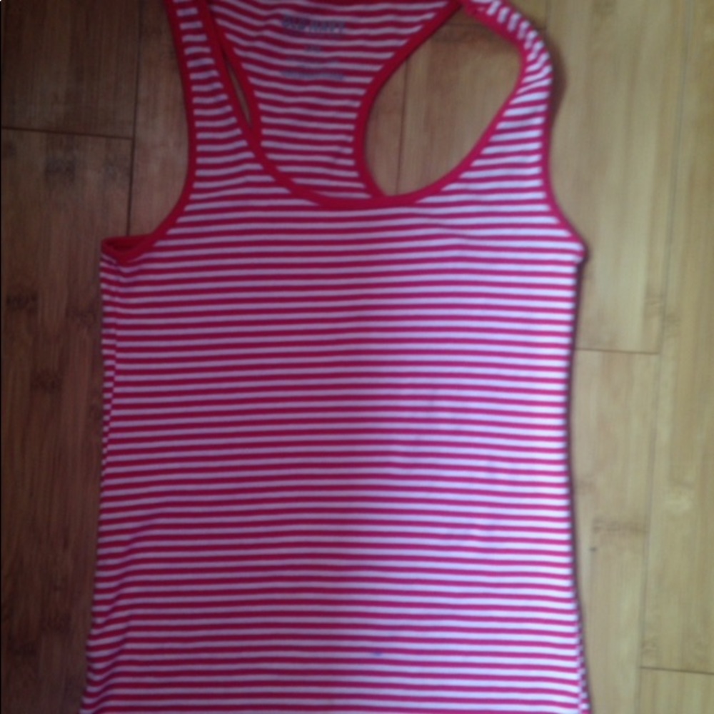 Pinky red and white striped tank top